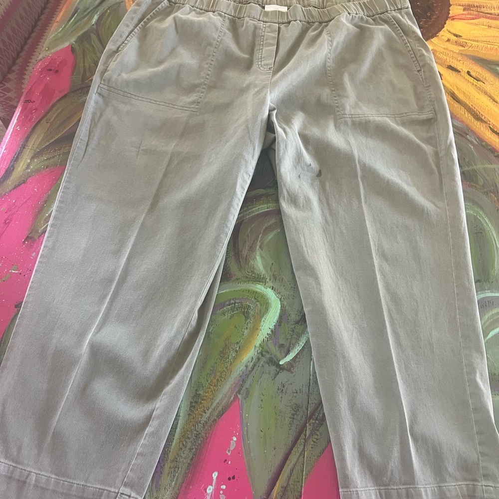 JJill Casual Khakis. Deep pockets, pleated, elastic waist, pull-on.